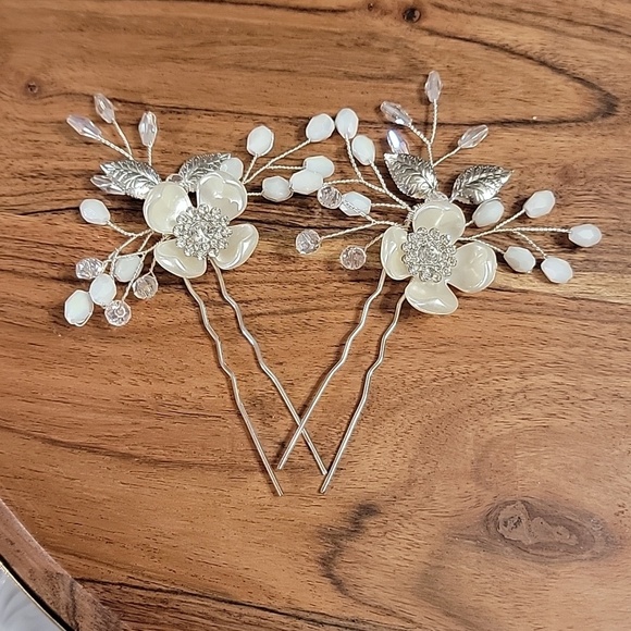 Accessories - Special Occasions Bridal Floral Leaf Crystal Hairpins Set of 2